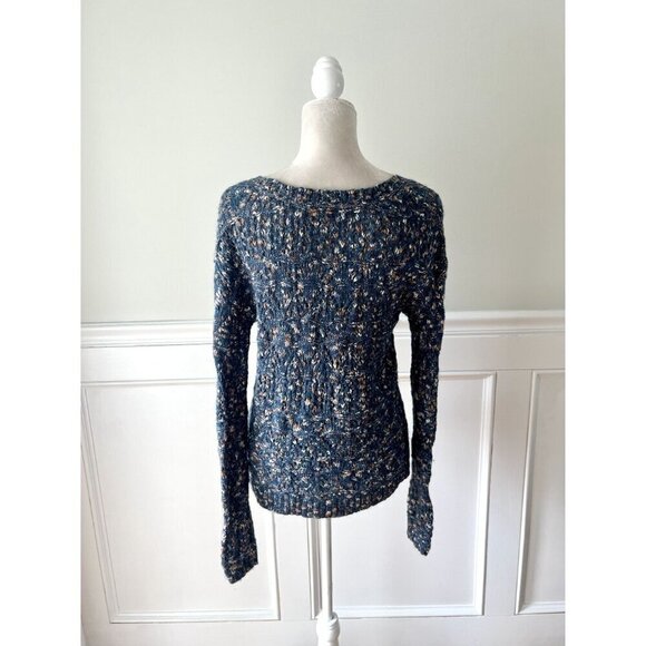 Hinge Nordstrom Round Neck Cotton Blend Sweater Blue S - Picture 3 of 4